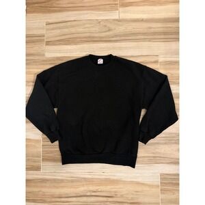 Vintage Jerzees Black Crewneck Sweatshirt Blank Made in USA Russell Mens Large